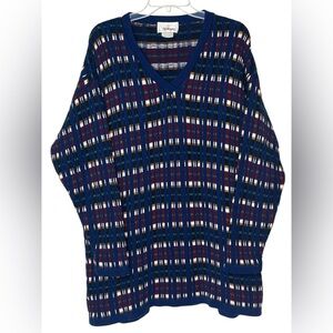 Worthington Multicolor V-Neck Heavy Long‎ Sleeve Men's Large Sweater